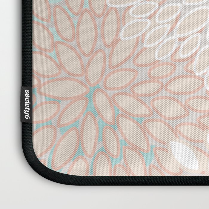Floral Prints, Soft, Peach and Teal, Modern Print Art Laptop Sleeve Gallery Image 3