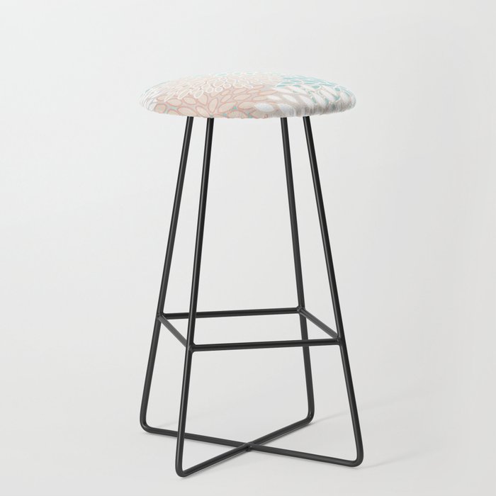 Floral Prints, Soft, Peach and Teal, Modern Print Art Stool Gallery Image 1