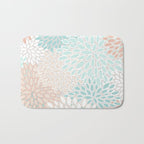 Floral Prints, Soft, Peach and Teal, Modern Print Art Bath Mat Gallery Image 1