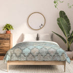 Old Moroccan Tiles Pattern Teal Beige Distressed Style Comforter Gallery Image 3