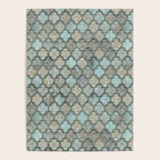 Old Moroccan Tiles Pattern Teal Beige Distressed Style Poster Gallery Image 4