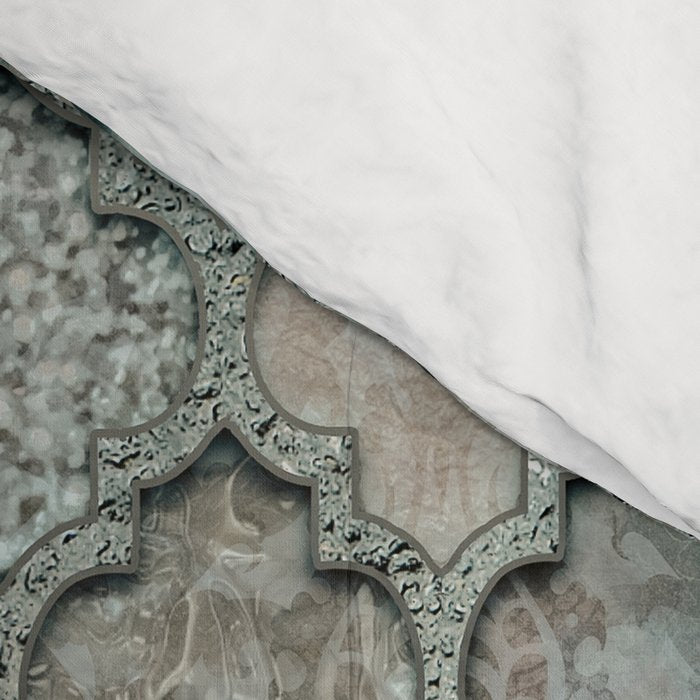 Old Moroccan Tiles Pattern Teal Beige Distressed Style Comforter Gallery Image 4