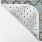 Old Moroccan Tiles Pattern Teal Beige Distressed Style Bath Mat Gallery Image 2