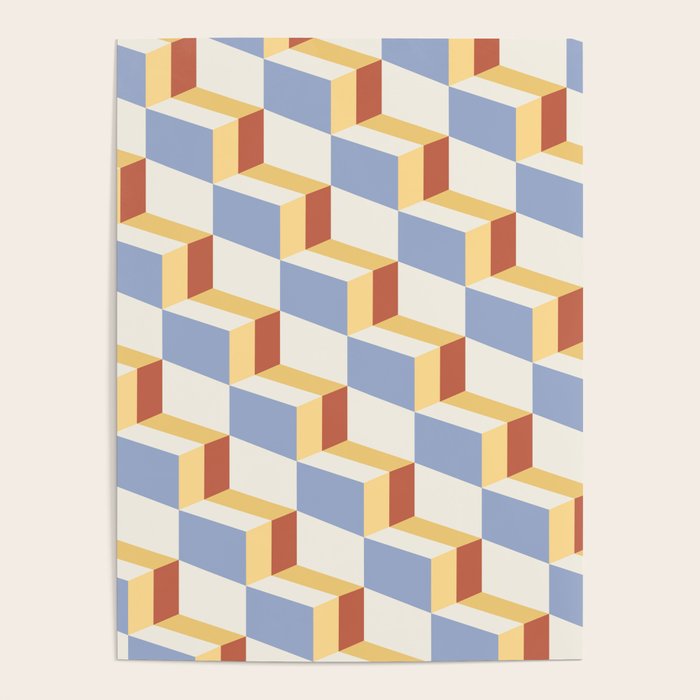 Cuboid Geometric Abstract Shapes Pattern XXIX Poster Gallery Image 1