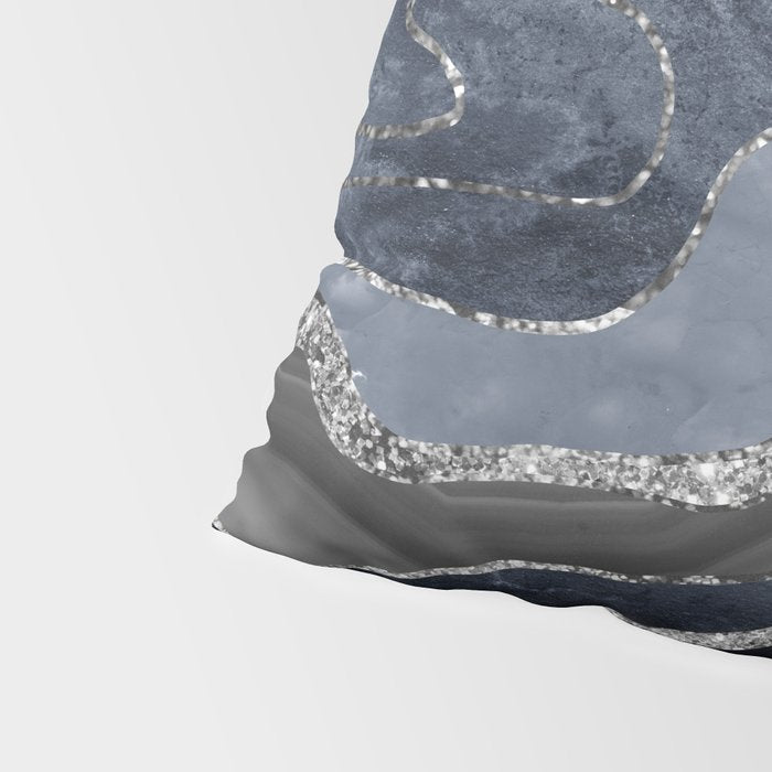 Navy Blue Black Marble Agate Silver Glitter Glam #1 (Faux Glitter) #decor #art #society6 Pillow Sham Gallery Image 4