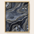 Navy Blue Black Marble Agate Silver Glitter Glam #1 (Faux Glitter) #decor #art #society6 Serving Tray Gallery Image 1