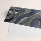 Navy Blue Black Marble Agate Silver Glitter Glam #1 (Faux Glitter) #decor #art #society6 Wrapping Paper Gallery Image 2