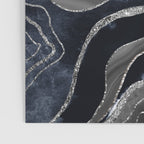 Navy Blue Black Marble Agate Silver Glitter Glam #1 (Faux Glitter) #decor #art #society6 Poster Gallery Image 3