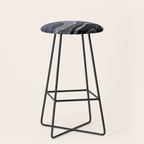Navy Blue Black Marble Agate Silver Glitter Glam #1 (Faux Glitter) #decor #art #society6 Stool Gallery Image 1
