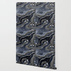 Navy Blue Black Marble Agate Silver Glitter Glam #1 (Faux Glitter) #decor #art #society6 Wallpaper Gallery Image 2