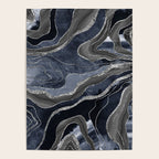 Navy Blue Black Marble Agate Silver Glitter Glam #1 (Faux Glitter) #decor #art #society6 Poster Gallery Image 4