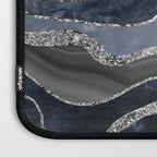 Navy Blue Black Marble Agate Silver Glitter Glam #1 (Faux Glitter) #decor #art #society6 Laptop Sleeve Gallery Image 3