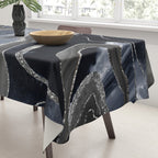 Navy Blue Black Marble Agate Silver Glitter Glam #1 (Faux Glitter) #decor #art #society6 Tablecloth Gallery Image 3