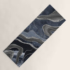 Navy Blue Black Marble Agate Silver Glitter Glam #1 (Faux Glitter) #decor #art #society6 Yoga Mat Gallery Image 1