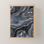 Navy Blue Black Marble Agate Silver Glitter Glam #1 (Faux Glitter) #decor #art #society6 Mini Art Print Gallery Image 1