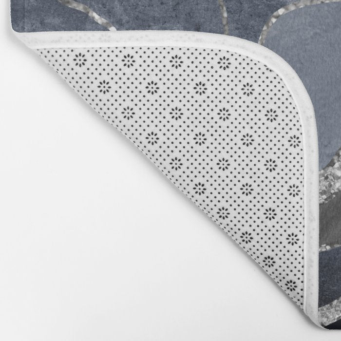 Navy Blue Black Marble Agate Silver Glitter Glam #1 (Faux Glitter) #decor #art #society6 Bath Mat Gallery Image 2