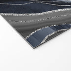 Navy Blue Black Marble Agate Silver Glitter Glam #1 (Faux Glitter) #decor #art #society6 Welcome Mat Gallery Image 2