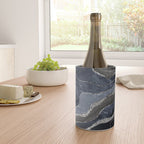 Navy Blue Black Marble Agate Silver Glitter Glam #1 (Faux Glitter) #decor #art #society6 Wine Chiller Gallery Image 4