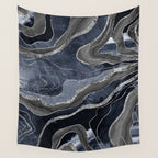 Navy Blue Black Marble Agate Silver Glitter Glam #1 (Faux Glitter) #decor #art #society6 Wall Tapestry Gallery Image 4