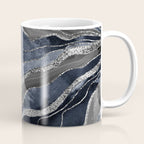 Navy Blue Black Marble Agate Silver Glitter Glam #1 (Faux Glitter) #decor #art #society6 Coffee Mug Gallery Image 1