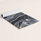 Navy Blue Black Marble Agate Silver Glitter Glam #1 (Faux Glitter) #decor #art #society6 Yoga Mat Gallery Image 2