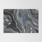 Navy Blue Black Marble Agate Silver Glitter Glam #1 (Faux Glitter) #decor #art #society6 Rug Gallery Image 2