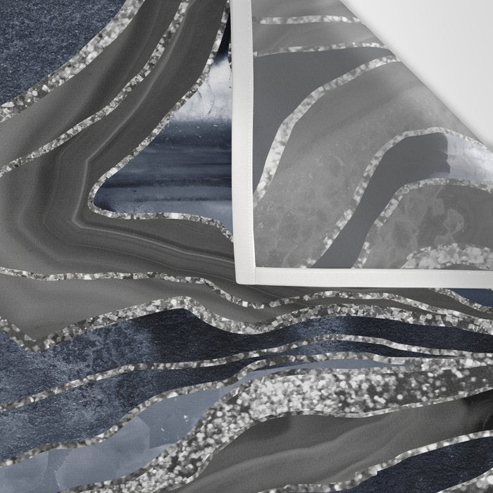 Navy Blue Black Marble Agate Silver Glitter Glam #1 (Faux Glitter) #decor #art #society6 Wall Tapestry Gallery Image 3