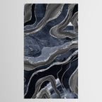 Navy Blue Black Marble Agate Silver Glitter Glam #1 (Faux Glitter) #decor #art #society6 Tablecloth Gallery Image 2