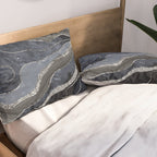 Navy Blue Black Marble Agate Silver Glitter Glam #1 (Faux Glitter) #decor #art #society6 Pillow Sham Gallery Image 2