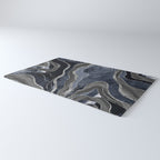 Navy Blue Black Marble Agate Silver Glitter Glam #1 (Faux Glitter) #decor #art #society6 Rug Gallery Image 3