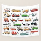 Transportation alphabet Wall Tapestry Gallery Image 4