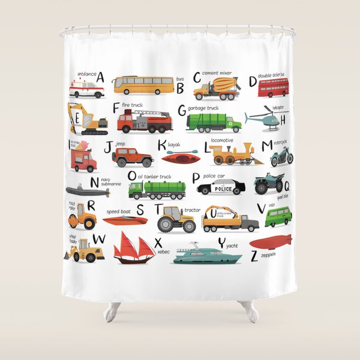 Transportation alphabet Shower Curtain Gallery Image 1