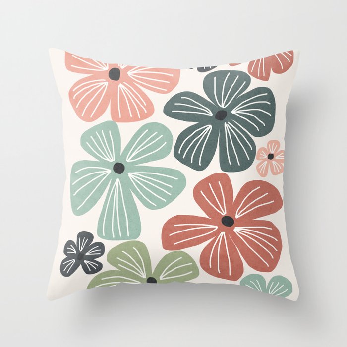 Frangipani flowers - earthy Throw Pillow Gallery Image 6