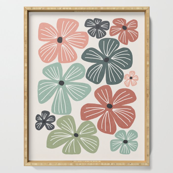 Frangipani flowers - earthy Serving Tray Gallery Image 1