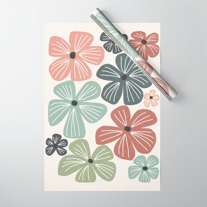 Frangipani flowers - earthy Wrapping Paper Gallery Image 1