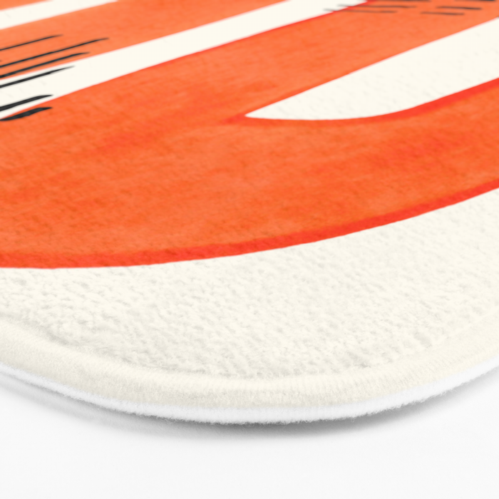 Mid Century Modern abstract Minimalist Fun Colorful Shapes Patterns Orange Watercolor Wiggle Stroke Bath Mat Gallery Image 3