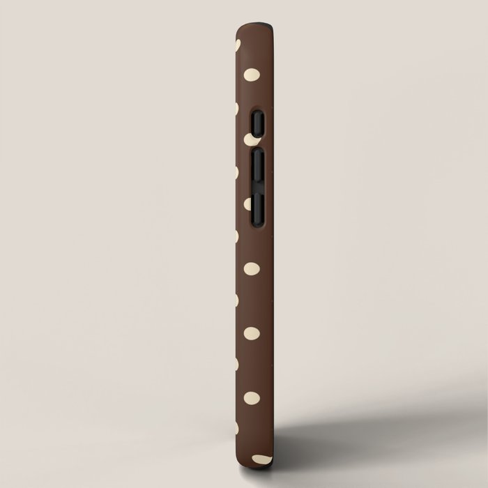 Vintage polka dots baroque brown & cream iPhone Case Gallery Image 2