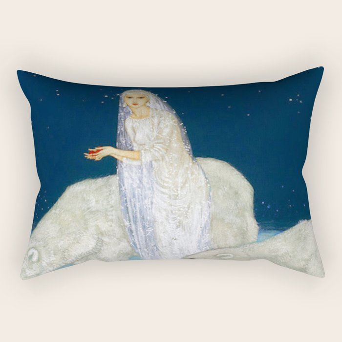 The Bride and the Polar Bears, The Ice Maiden fairy tale portrait painting by Edmund Dulac   Rectangular Pillow Gallery Image 1