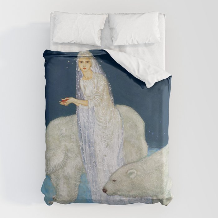 The Bride and the Polar Bears, The Ice Maiden fairy tale portrait painting by Edmund Dulac   Duvet Cover Gallery Image 6