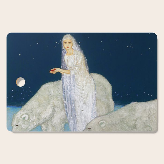 The Bride and the Polar Bears, The Ice Maiden fairy tale portrait painting by Edmund Dulac   Cutting Board Gallery Image 1