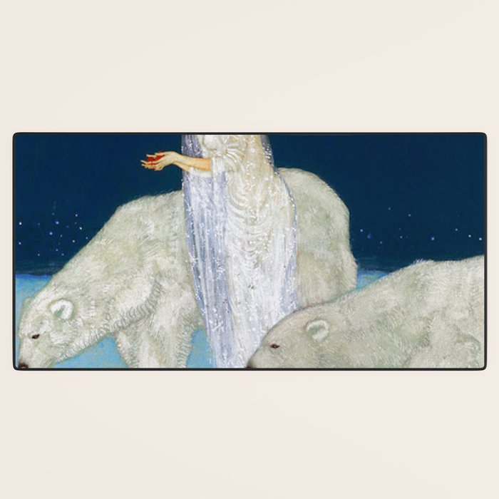 The Bride and the Polar Bears, The Ice Maiden fairy tale portrait painting by Edmund Dulac   Desk Mat Gallery Image 3