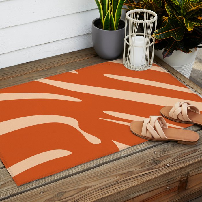 Abstract Composition in Orange & Peach Outdoor Rug Gallery Image 2