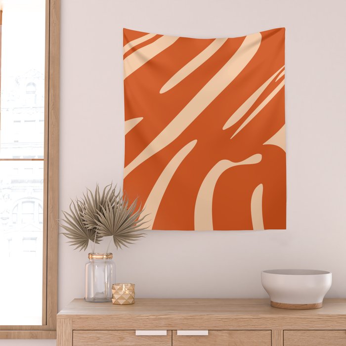 Abstract Composition in Orange & Peach Wall Tapestry Gallery Image 2