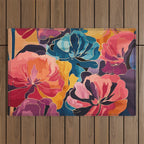 Colorful Pink and Blue Decorative Floral Outdoor Rug Gallery Image 1