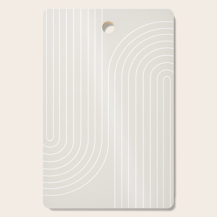 Minimal Line Curvature Xi Natural Off White Mid Century Modern Arch Abstract Cutting Board