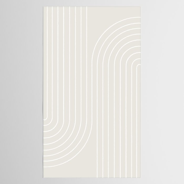 Minimal Line Curvature XI Natural Off White Mid Century Modern Arch Abstract Tablecloth Gallery Image 2