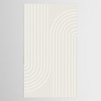 Minimal Line Curvature XI Natural Off White Mid Century Modern Arch Abstract Tablecloth Gallery Image 2