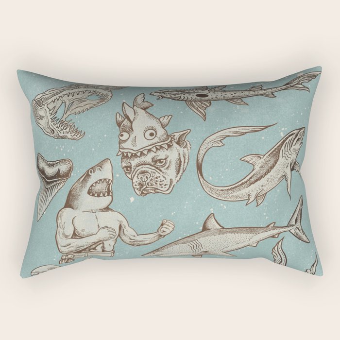 Shark Week Tattoo Flash 2023 Rectangular Pillow Gallery Image 2