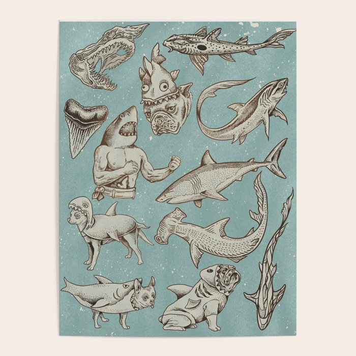 Shark Week Tattoo Flash 2023 Poster Gallery Image 1