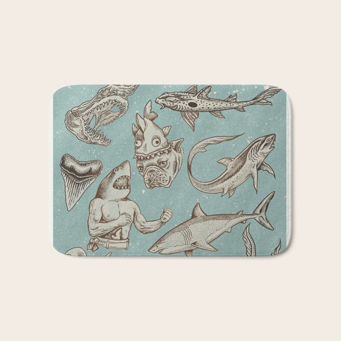 Shark Week Tattoo Flash 2023 Bath Mat Gallery Image 1